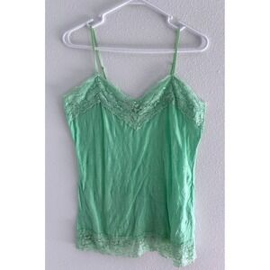 Vintage Vanity Cami Womens XL Green Knit‎ Double Lace Trim Layering 90s Y2K